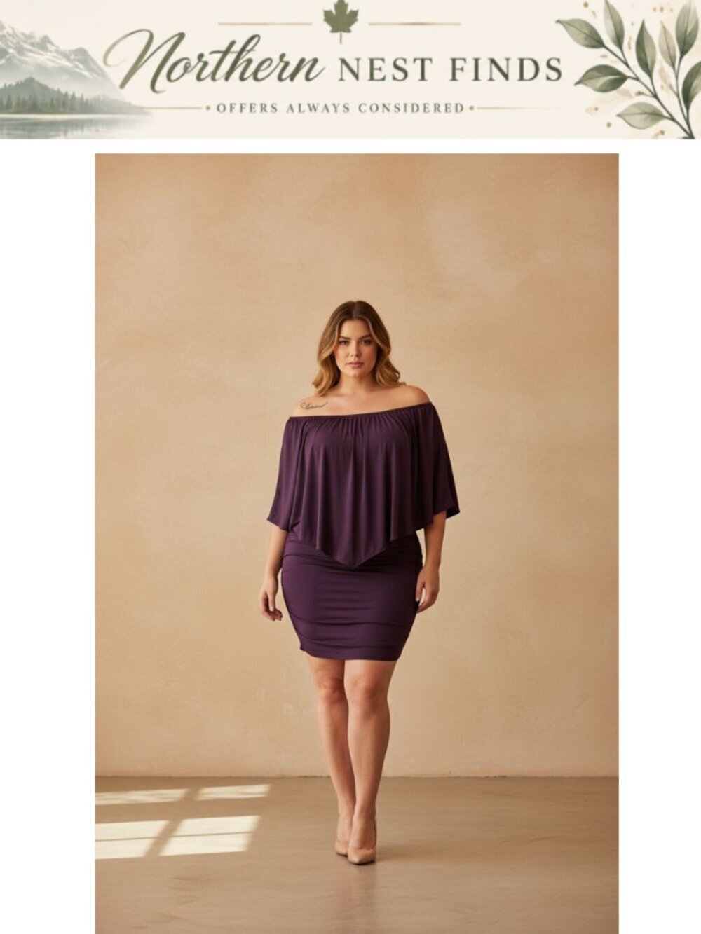 Convertible Cape Off Shoulder Ruffles Layered Plus Size Mini Dress